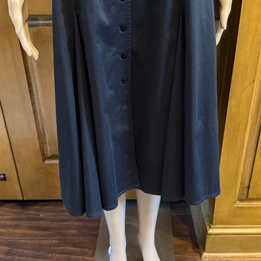 Ellen Tracy sz 12 Heavy Cotton lined black dress. 43” L 19.5”across. Bottom kick - Picture 4 of 11